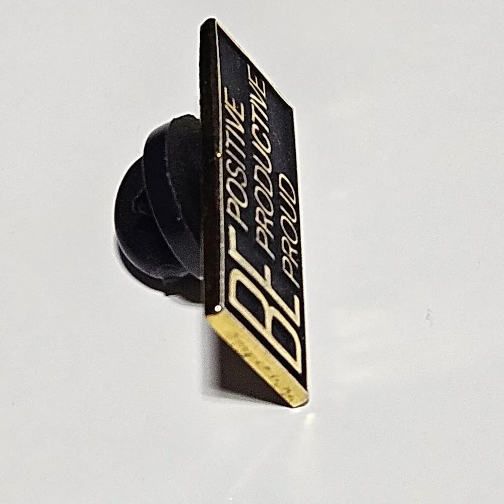 Be Positive Productive Proud Pin Black & Gold Tone